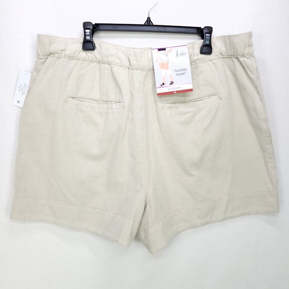 Joie Shorts Pleated Linen Blend Womens XL Beige High Waisted Pockets New - Picture 2 of 16